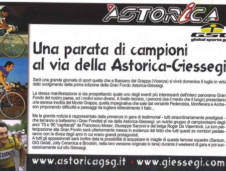 GSG e la granfondo Astorica GSG: ampio spazio su CT – Cicloturismo